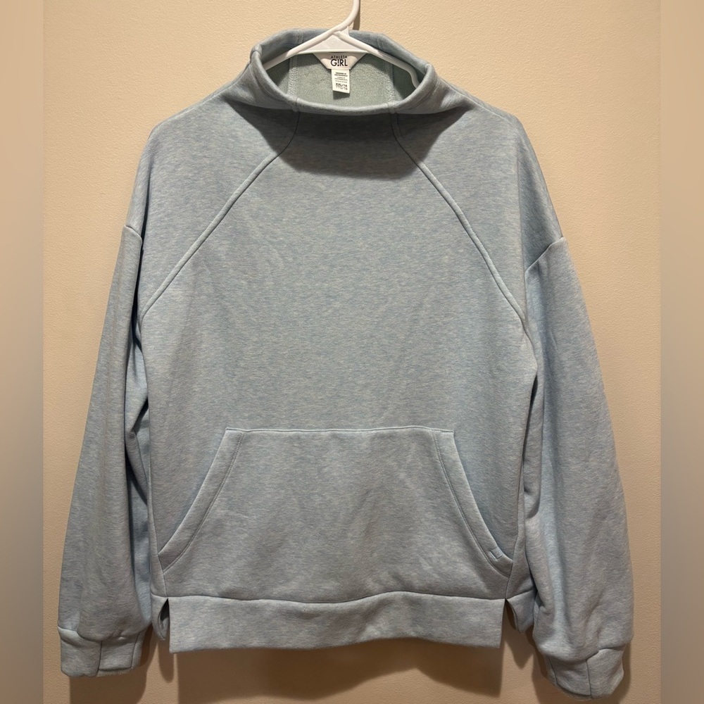 Athleta Girl Mock Neck Pullover Sweatshirt Heather Blue Girls 16 XXL Sporty